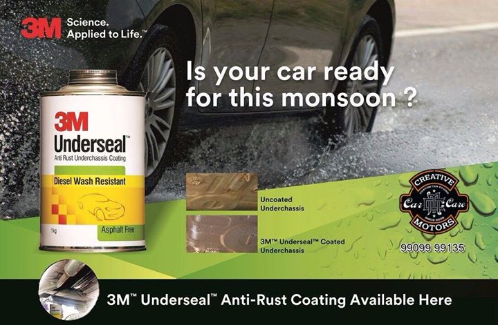 Protect your car against rust this rainy season. #3M Underseal Undercoating - is a rubberized, paintable, aerosol undercoating that is designed for application to vehicle undercarriages, floor pans, wheel wells and trunk areas to provide a tough protective #coating.

☎️ SMS/Whatsapp : +91-99099 99135 or 079 26421200

✉️ Address : 1&2, Ground Floor. Urvashi Complex,
Mithakhali Cross roads,
Navrangpura,
Ahmedabad, India 380009


