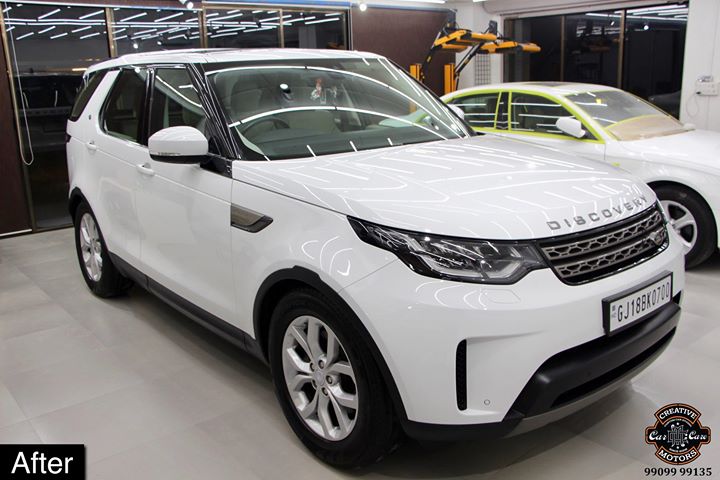 #LandRover #Discovery getting its Paint protected by #Ceramic #Coating 🔥

Minor Scratches Removed, Ceramic Coating Applied which will last up to 3 years, & will Become Scratch Resistant up to 9H Hardness ✅, Easy to Clean & Maintain.

Carefully 👀Check Before & After Pictures 📸 mentioned in the Post

#specialistforceramiccoating

Our Branches: 📌
1. Zion Prime, Thaltej-Shilaj Rd. Ahmedabad.
2. Urvashi Complex, Law Garden Rd, Ahmedabad.
3. Akshar Marg-Amin Marg, Rajkot.

India 🇮🇳

Creative Motors®️
Website 💥 : www.creativemotors.in
Youtube 🎥 : www.youtube.com/creativemotors

For Bookings/Query :
☎️Call: +91 99099 99135 
📱Call: +91 99099 99134

#creativemotorsahmedabad🔝
#cardetailing #highendcardetailing #ahmedabad #ceramiccoating #glasscoating #Original #Permanent #protection #India #Super #worldno1 #superhydrophobic #Diamond #proud #proudmoments
#Mercedes #Ahmedabad #Rajkot #Qualityovereverything