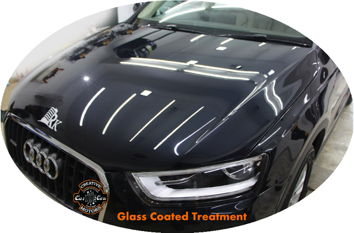 The #mirror-like reflection is a result of Glass Coated Treatment.
As you can see, its 