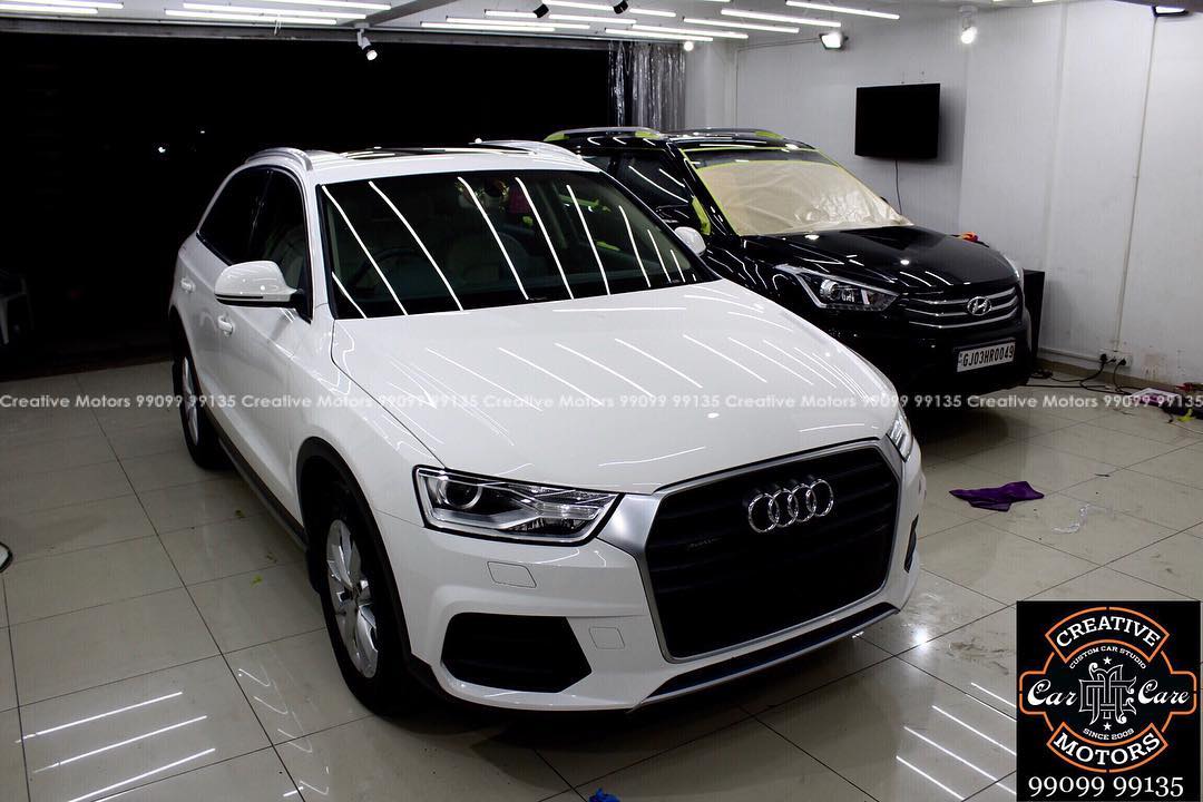#Audi #Q3 got the #Best #Ceramic Treatment at ‘’#Creative #Motors’’ #Ceramic Coat #Benefits: ♦Gives Additional Gloss/Shine ♦Protects Paint from Fading ♦No Ageing Effect ♦Removes Hairline Scratches & Water-spots ♦Water & Dust Repellent ♦Easy to Clean & Maintain ♦No need to Wax and Polish again ♦Scratch Resistant upto 9H Hardness ♦3 Year  Protection in 3 hours 
Call or Whatsapp : +91 99099 99135 
Follow us on instagram: www.instagram.com/creativemotors 
Add: 
Creative Motors Ahmedabad 
GF 1,2 Urvashi Complex,  Nr. Calcutta Motors, Mithakhali Six Roads, Law Garden Road, Navrangpura, Ahmedabad 
9909999135 
#creativemotors #Cars #carspa #microdetailing #ceramiccoatings #coatings  #glasscoatings #waterrepellant #scratchproof #supercars #Rajkot #ahmedabad #Proudcomments #like4like #qualityovereverything