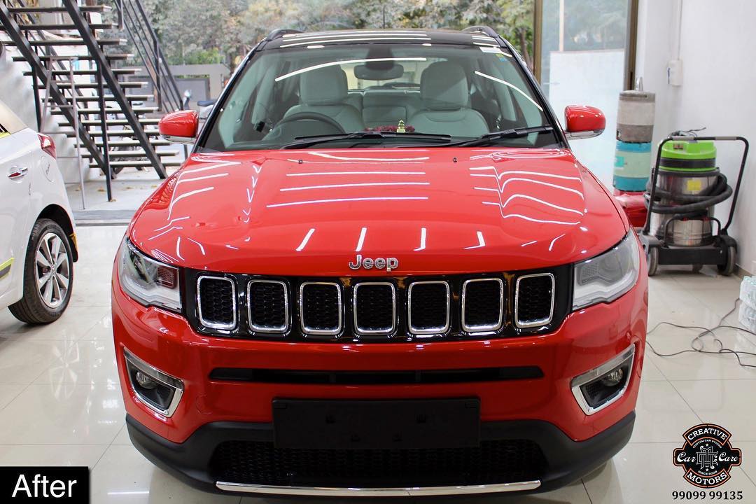 #Jeep #Compass getting its Paint protected by #Ceramic #Coating 🔥

Minor Scratches Removed, Ceramic Coating Applied which will last up to 3 years, & will Become Scratch Resistant up to 9H Hardness ✅, Easy to Clean & Maintain.

Carefully 👀Check Before & After Pictures 📸 mentioned in the Post

#specialistforceramiccoating

Our Branches: 📌
1. Zion Prime, Thaltej-Shilaj Rd. Ahmedabad.
2. Urvashi Complex, Law Garden Rd, Ahmedabad.
3. Akshar Marg-Amin Marg, Rajkot.

India 🇮🇳 Creative Motors®️
Website 💥 : www.creativemotors.in
Youtube 🎥 : www.youtube.com/creativemotors

For Bookings/Query :
☎️Call: +91 99099 99135 📱Call: +91 99099 99134

#creativemotorsahmedabad🔝
#cardetailing #highendcardetailing #ahmedabad #ceramiccoating #glasscoating #Original #Permanent #protection #India #Super #worldno1 #superhydrophobic #Diamond #proud #proudmoments
#Mercedes #Ahmedabad #Rajkot #Qualityovereverything
