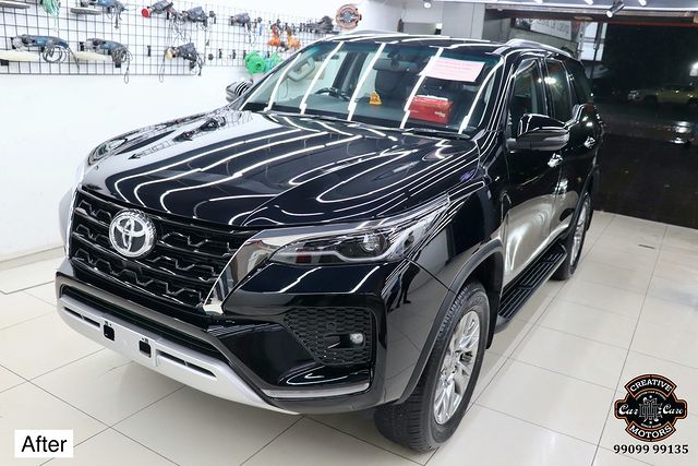 Ceramic Coating done on Brand New Toyota Fortuner🔥

Benefits of Ceramic Coating👇
✅9H Hardness - Scratch Resistant
✅Removes Swirl marks
✅Weather Resistance
✅Gives Mirror Finish
✅UV Protection
✅Anti Aging
✅Water & Dust Repellent
✅Easy to Clean & Maintain
✅Enhances the Paint

Get the Best Ceramic Coating Treatment done For your Car Today itself to Avoid Future Scratches & Aging Effect.

📞Call +919909999135 ☎️
 📲 +919909999134
or
 ♐️Visit-www.creativemotors.in

Creative Motors ®️
📍 Location-1: Urvashi Complex, Mithakhali Six Roads, Ahmedabad
📍 Location-2: New York Tower, Thaltej, SG Highway Ahmedabad.
📍 Location-3: Akshar Marg, Rajkot.
📍 Location-4: Four Point, VIP Road, Vesu, Surat.

❌ Beware of Cheap Coatings available in the market which merely protect the Paint.

#ahmedabad #ahmedabad_diaries #ahmedabadcity #ahmedabadinstagram #ahmedabadone #rajkot_instagram #rajkotdiaries #rajkotcity #rajkotphotography #rajkotinstagram #rajkotcars #ceramiccoating #ceramiccoatingprotection #surat #suratcity #ceramiccoating9h  #autodetailing  #surat #rajkot #ahmedabad #TOYOTA #ToyotaFortuner #Fortuner