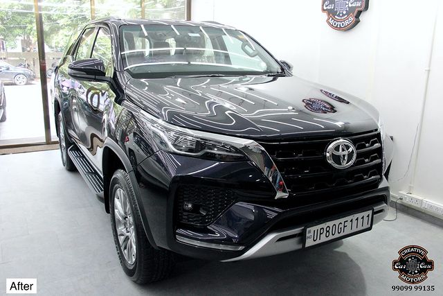 Ceramic Coating done on Toyota Fortuner 🔥

Benefits of Ceramic Coating👇
✅9H Hardness - Scratch Resistant
✅Removes Swirl marks
✅Weather Resistance
✅Gives Mirror Finish
✅UV Protection
✅Anti Aging
✅Water & Dust Repellent
✅Easy to Clean & Maintain
✅Enhances the Paint

Get the Best Ceramic Coating Treatment done For your Car Today itself to Avoid Future Scratches & Aging Effect.

📞Call +919909999135 ☎️
 📲 +919909999132
or
 ♐️Visit-www.creativemotors.in

Creative Motors ®️
📍 Location-1: Urvashi Complex, Mithakhali Six Roads, Ahmedabad
📍 Location-2: New York Tower, Thaltej, SG Highway Ahmedabad.
📍 Location-3: Akshar Marg, Rajkot.
📍 Location-4: Four Point, VIP Road, Vesu, Surat.

❌ Beware of Cheap Coatings available in the market which merely protect the Paint.

#ahmedabad #ahmedabadcity #ahmedabadinstagram  #rajkot_instagram  #rajkotcity #rajkotphotography #rajkotinstagram #rajkotcars #ceramiccoating #suratsmartcity #ceramiccoatingprotection #suratcar #sportscar #surat #suratcity #ceramiccoating9h  #autodetailing  #surat #rajkot #ahmedabad #TOYOTA #ToyotaFortuner