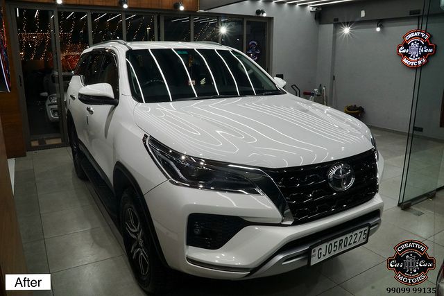 Ceramic Coating done on Toyota Fortuner 🔥

Benefits of Ceramic Coating👇
✅9H Hardness - Scratch Resistant
✅Removes Swirl marks
✅Weather Resistance
✅Gives Mirror Finish
✅UV Protection
✅Anti Aging
✅Water & Dust Repellent
✅Easy to Clean & Maintain
✅Enhances the Paint

Get the Best Ceramic Coating Treatment done For your Car Today itself to Avoid Future Scratches & Aging Effect.

📞Call +919909999135 ☎️
📲 +919909999132
or
♐️Visit-www.creativemotors.in

Creative Motors ®️
📍 Location-1: Urvashi Complex, Mithakhali Six Roads, Ahmedabad
📍 Location-2: New York Tower, Thaltej, SG Highway Ahmedabad.
📍 Location-3: Akshar Marg, Rajkot.
📍 Location-4: Four Point, VIP Road, Vesu, Surat.

❌ Beware of Cheap Coatings available in the market which merely protect the Paint.
.
.
.
#ceramiccoating #autodetailing #surat #rajkot #ahmedabad #toyota #fortuner #toyotafortuner #suv #supercar #sprotscar #ahmedabad #ahmedabadcity #ahmedabadinstagram #rajkot_instagram #rajkotcity #rajkotphotography #rajkotinstagram #rajkotcars #ceramiccoating #suratsmartcity #ceramiccoatingprotection #suratcar #sportscar #ceramiccoating #autodetailing #surat #rajkot #ahmedabad